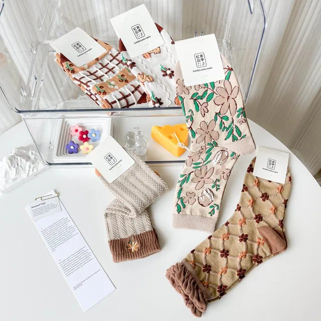 Women 3d Little Flower Cotton Cute Socks